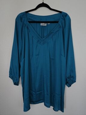 Avenue Satin, Pleated, 3/4 Sleeve Women's Blouse
